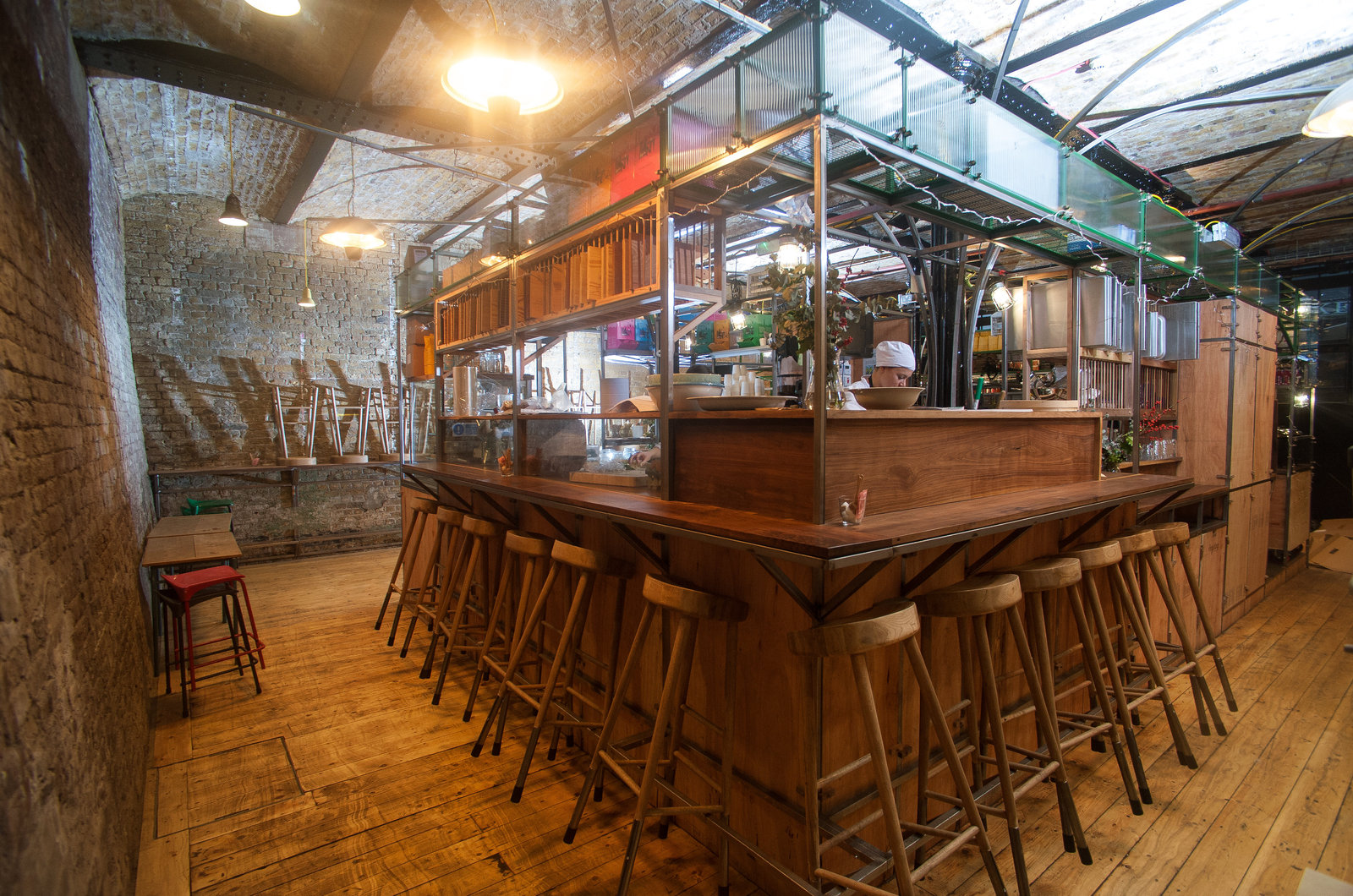 Steel mesh shelving fabricated for a commercial interior
